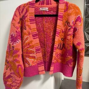 Anthropologie Floral Pink and Orange Women's Sweater New Without Tags